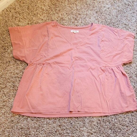 Madewell XL Supima Cotton Flutter-Sleeve Tee Dust Rose - Picture 1 of 5